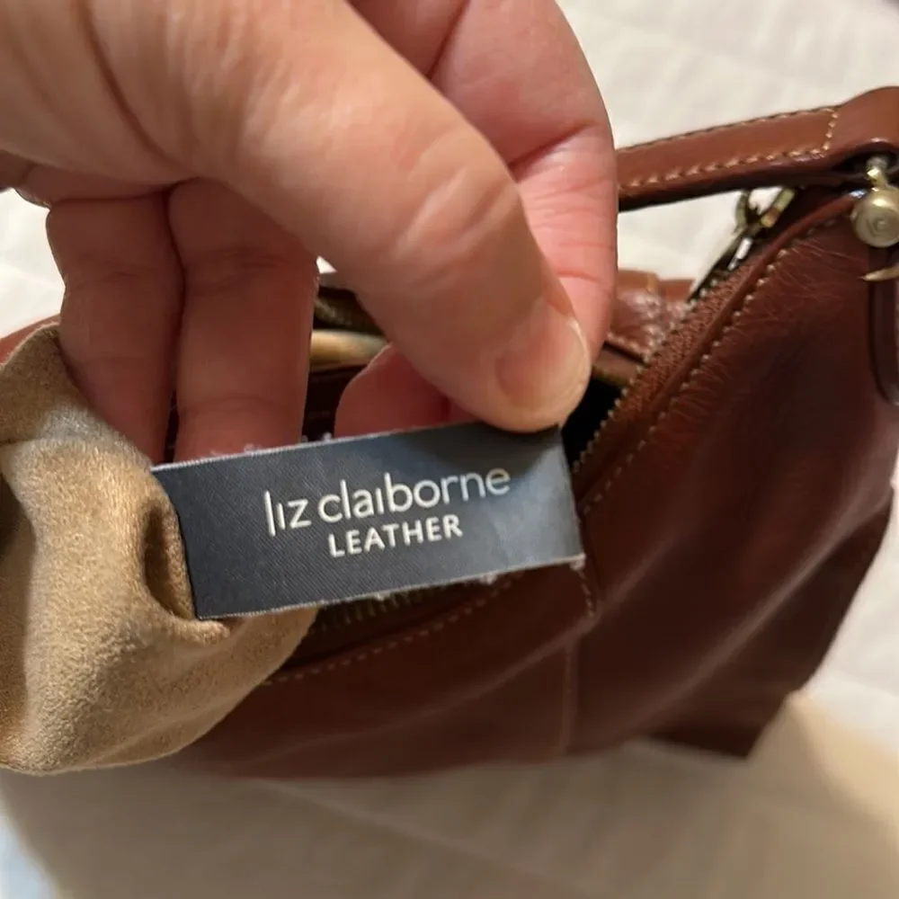 Liz Claiborne Vintage Chestnut Brown Genuine Leather Mini Hobo Bag